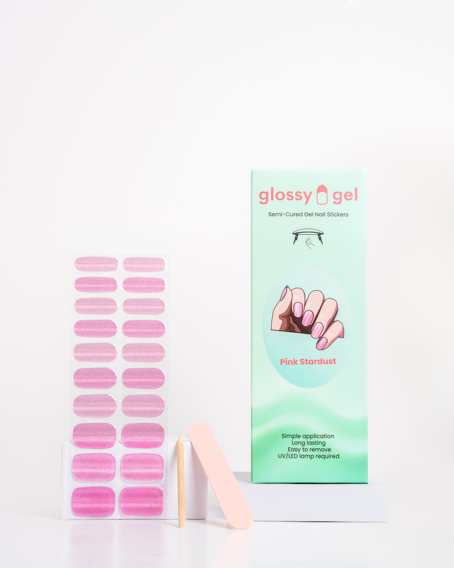 Glossy Gel - Pink Stardust - Gel Límmiðar