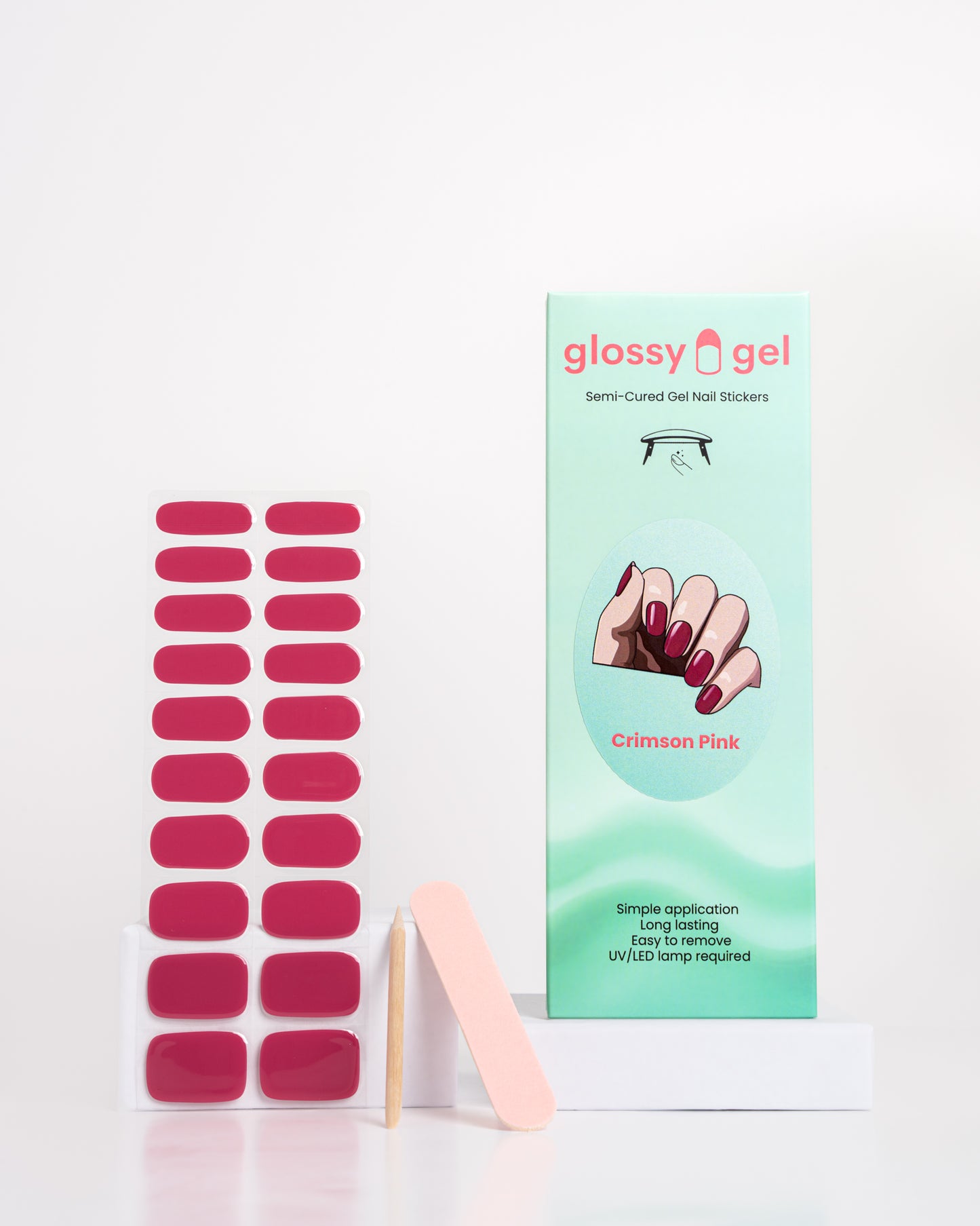 Glossy Gel - Crimson Pink - Gel Límmiðar