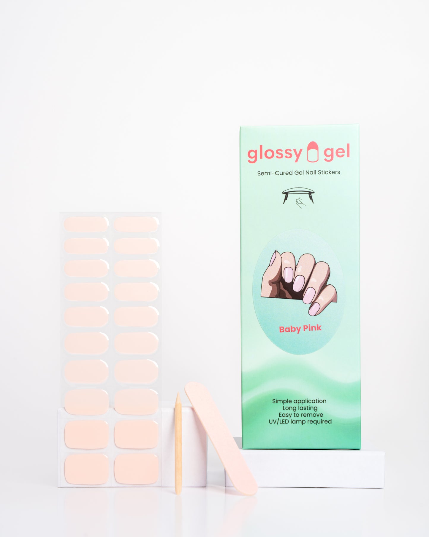 Glossy Gel - Baby Pink - Gel Límmiðar