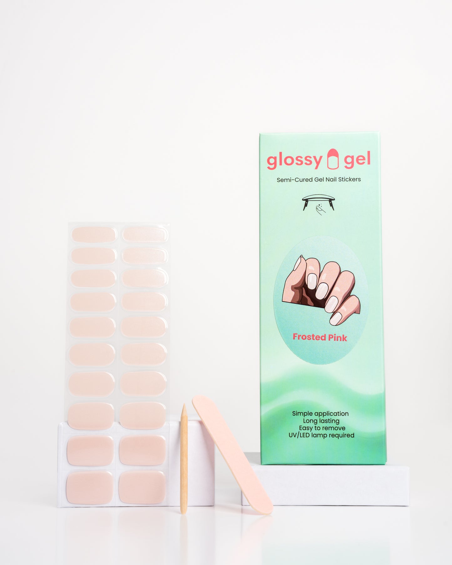 Glossy Gel - Frosted Pink - Gel Límmiðar