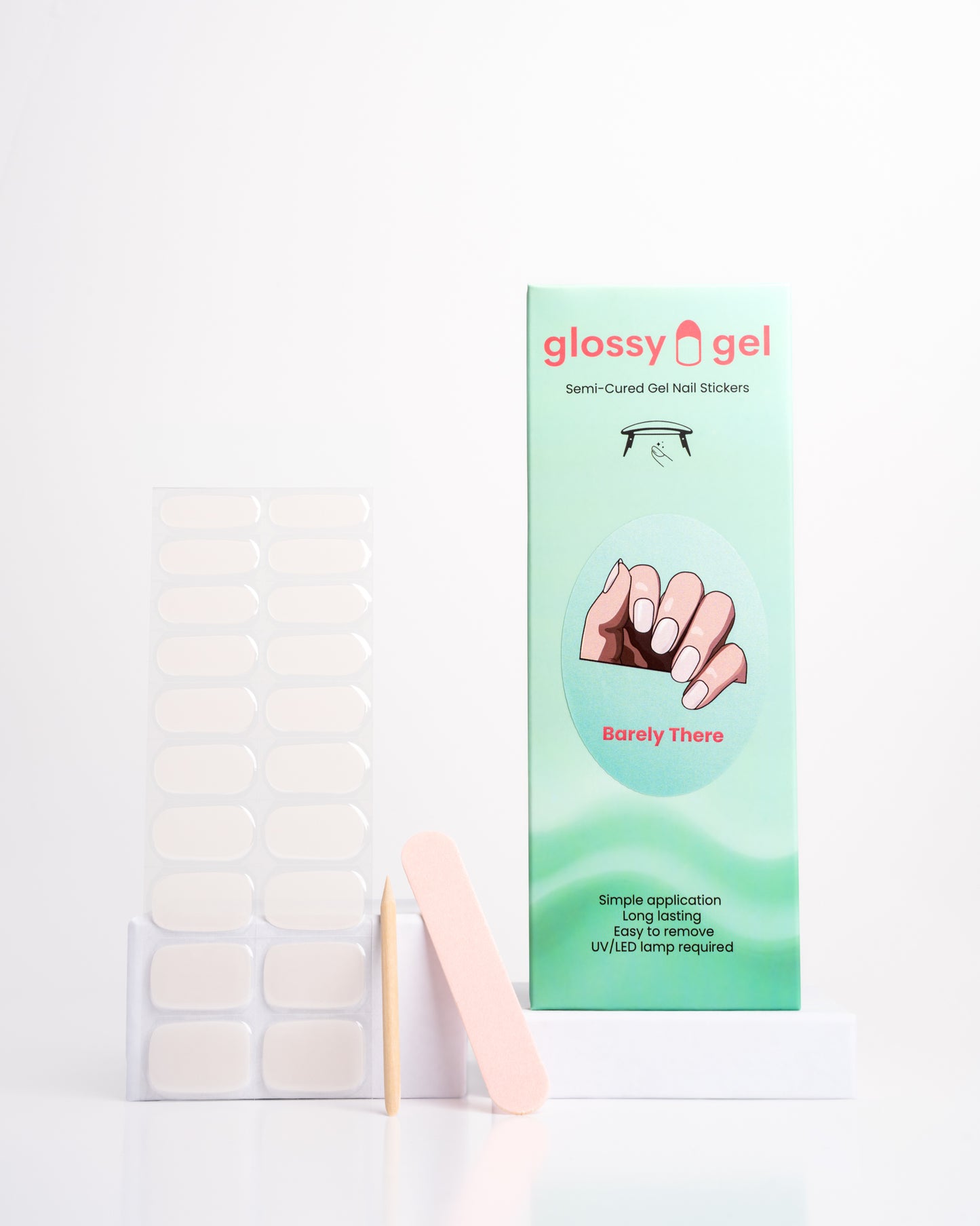 Glossy Gel - Barely There - Gel Límmiðar