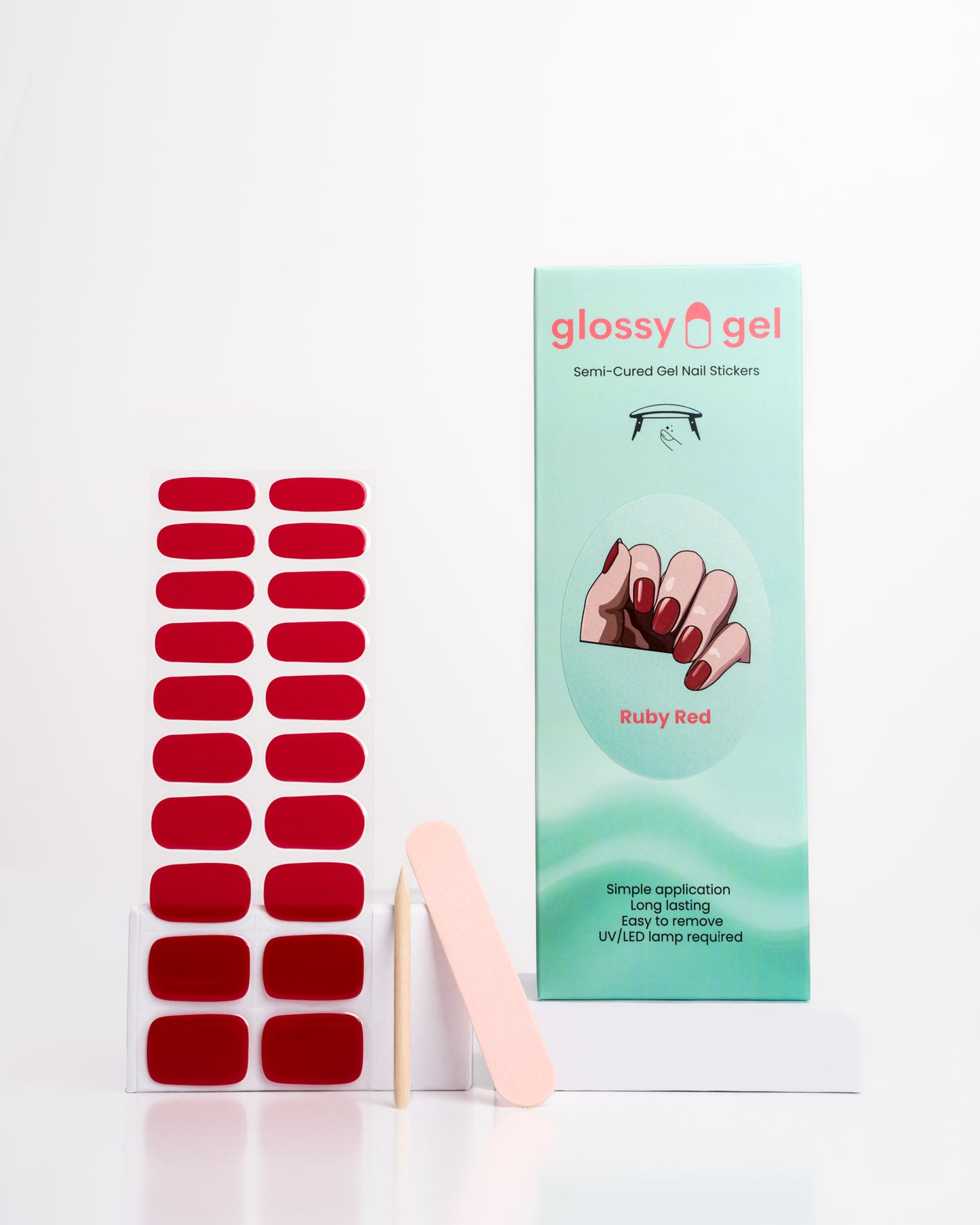 Glossy Gel - Ruby Red - Gel Límmiðar