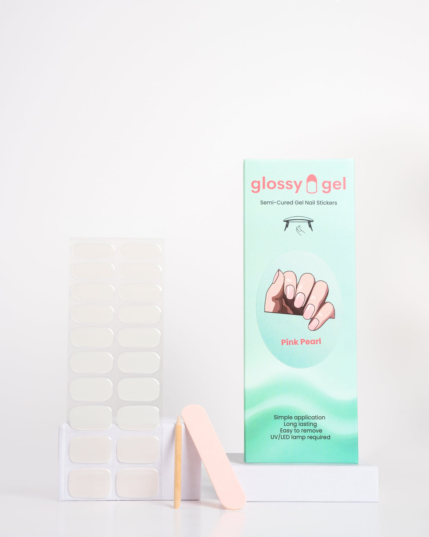 Glossy Gel - Pink Pearl - Gel Límmiðar