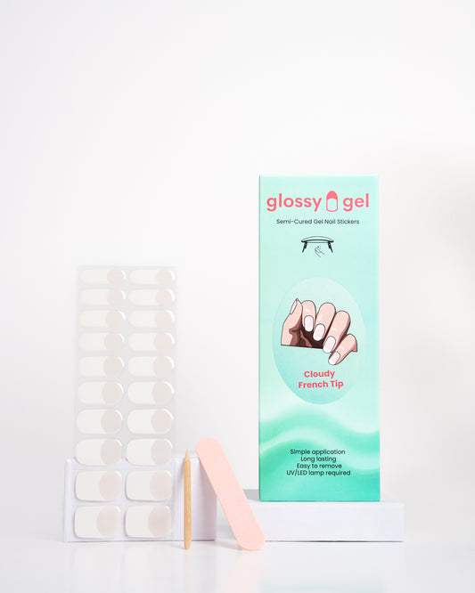 Glossy Gel - Cloudy French Tip - Gel Límmiðar