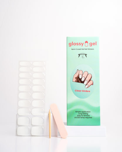 Glossy Gel - Clear Ombre - Gel Límmiðar