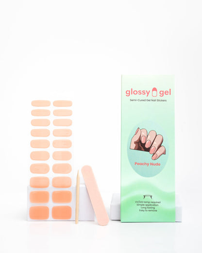 Glossy Gel - Peachy Nude - Gel Límmiðar