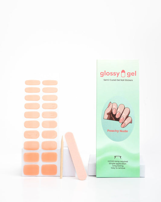 Glossy Gel - Peachy Nude - Gel Límmiðar