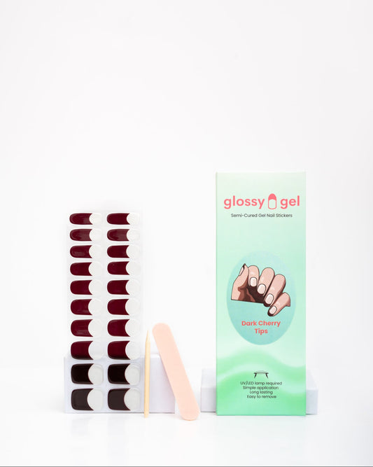 Glossy Gel - Dark Cherry Tips - Gel Límmiðar