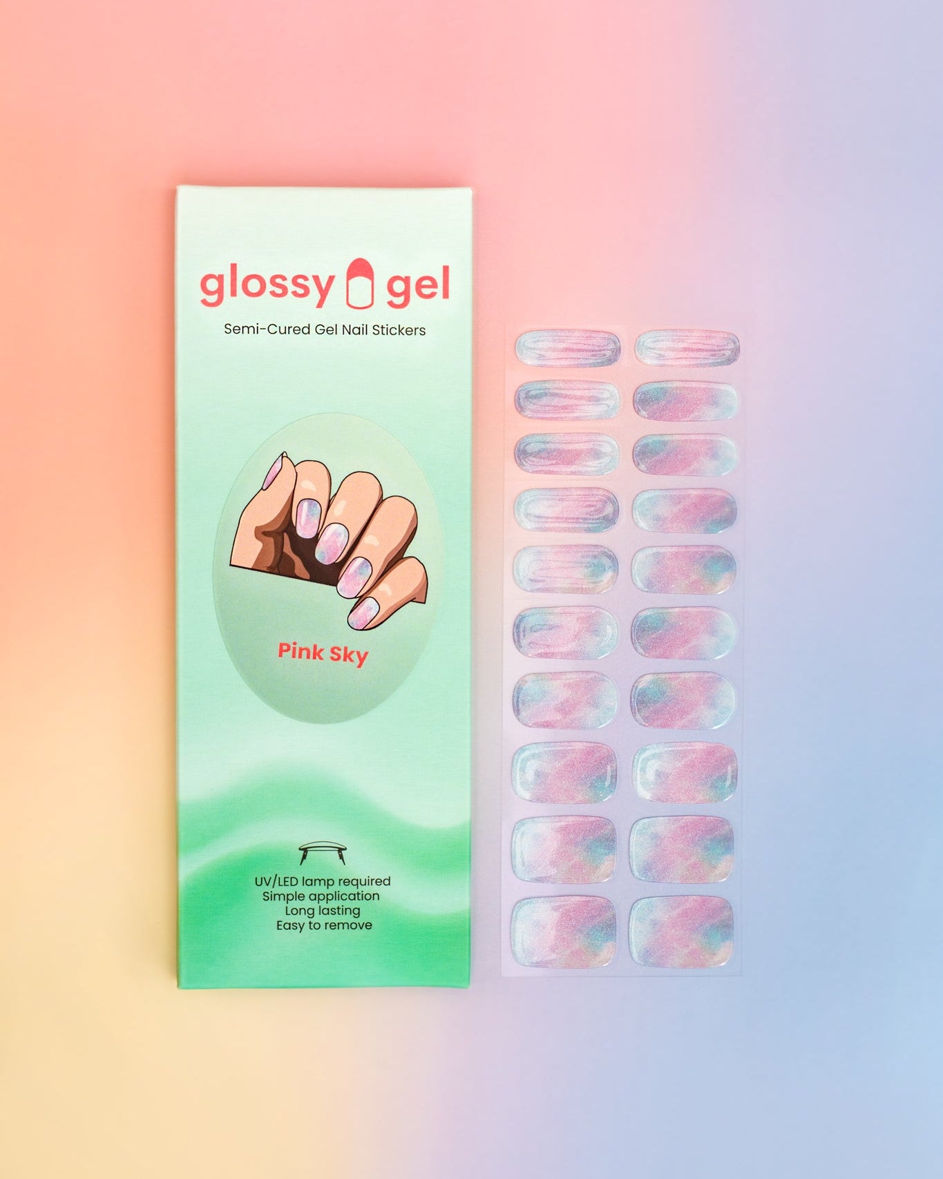 Glossy Gel - Pink Sky - Gel Límmiðar
