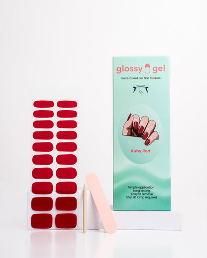 Glossy Gel - Ruby Red - Gel Límmiðar