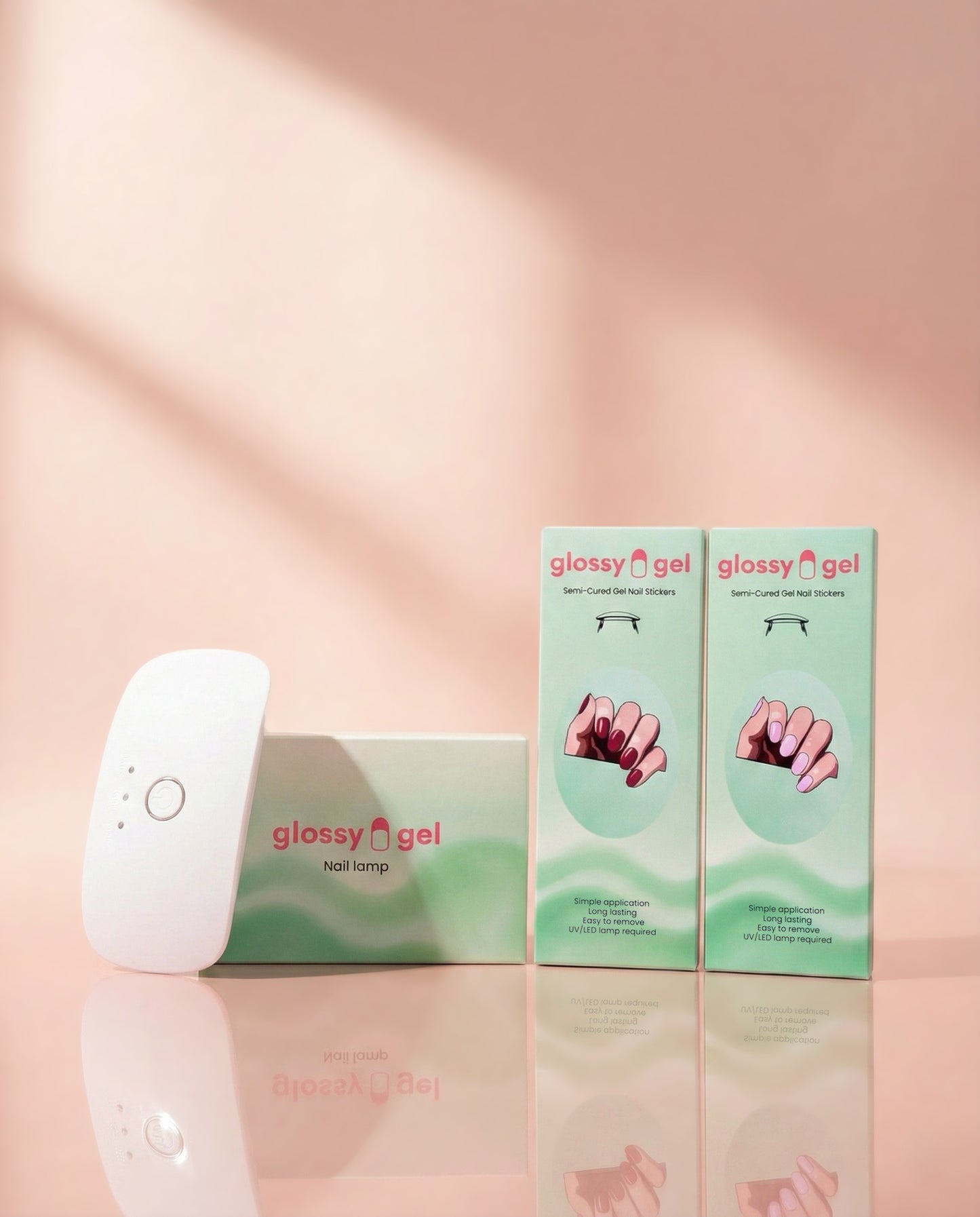 Glossy Gel Starter Kit BASIC - Naglalampi + Glossy Gel Límmiðar